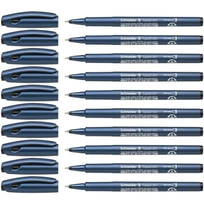Abbildung von Schneider Topball 857 Tintenroller (stabiler Metallspitze, 0,6 mm) 10er Packung schwarz