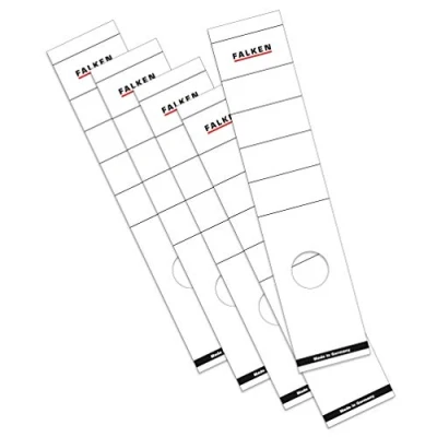 Abbildung von Original Falken 10er Pack Ordner Rückenschild. Made in Germany. Etiketten 60 x 290 mm selbstklebend für 8 cm breite weiß