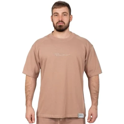 Abbildung von Reichstadt Trainingsshirt Oversize Sport T Shirt S 22RS033 Warm Brown M mit Stitching auf der Brust