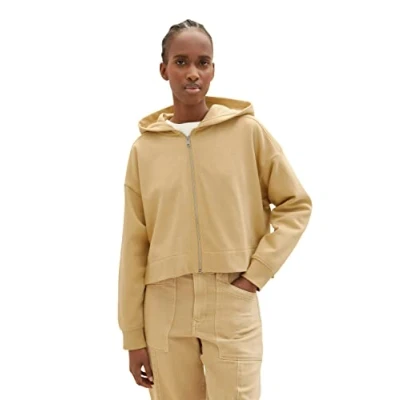 Abbildung von TOM Tailor Denim Cropped Sweatjacke, Damen, Größe: XS, Brown rice