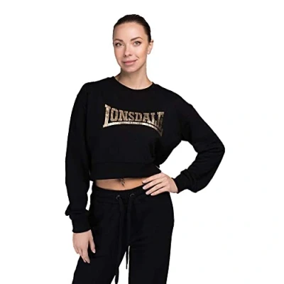 Abbildung von Lonsdale Cropped Culbokie Sweatshirt, Damen, Größe: XXL, Black gold