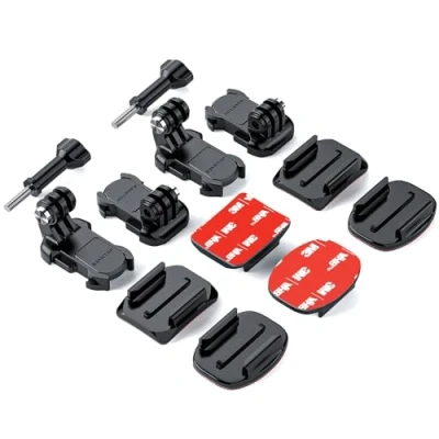 Abbildung von Sametop Klebepads Halterung 3M Helm Kleber Mount Klebehalterung Gebogene Zubehör Kompatibel mit GoPro Hero 13 12 11 10 Max 9 8 7 6 5 Session DJI Osmo Action Kameras (12 in 1)