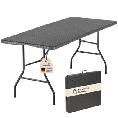 Abbildung von Skandika Klapptisch MASI Gartentisch bis 200 kg belastbar, recyceltes HDPE Material, Tisch klappbar, Stahlgestell, wetterfest, 180 cm, pflegeleicht Balkontisch, Campingtisch