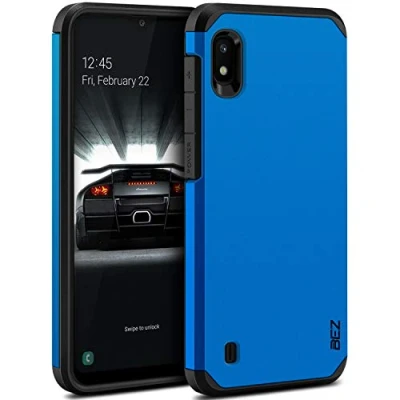 Abbildung von BEZ Handyhülle für Samsung Galaxy A10 Hülle, Tasche Stoßfestes Kompatibel A10, [Heavy Duty Serie] Outdoor Dual Layer Armor Case Handy Schutzhülle Robuste, Blaue Marine