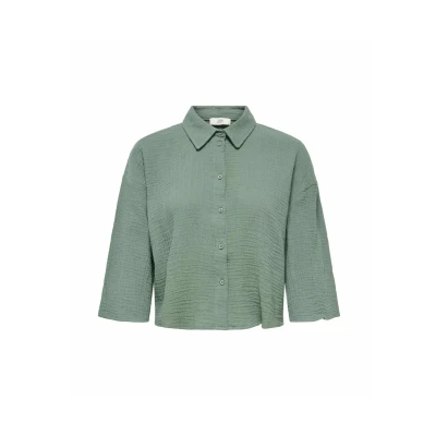 Abbildung von JDY Jdytheis LIFE 3/4 CROP Hemdbluse, Damen, Größe: XXL, Laurel wreath