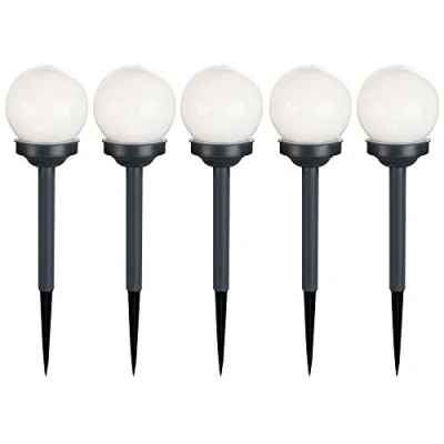 Abbildung von GLOBO LIGHTING LED Gartenleuchte, Leuchtmittel fest verbaut, Warmweiß, 5er Set Außen Solar Lampen Kugel Design Erd Spieß Steck