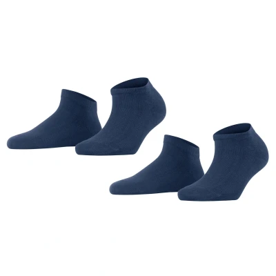 Abbildung von FALKE Damen Sneakersocken Happy Double Pack W Sn Baumwolle kurz einfarbig 2 Paar, Blau Royal Blue 6000, 35 38