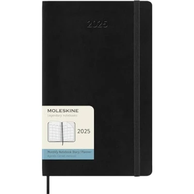 Abbildung von Moleskine Monthly Planner, 12 Monate Monatsplaner 2025, Weicher Einband und Elastischer Verschluss, Farbe Schwarz, Großes Format 13x21 cm