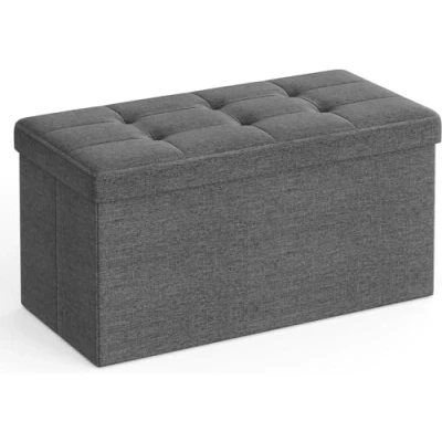 Abbildung von SONGMICS 76 cm Sitzbank mit Stauraum, klappbare Sitztruhe, Aufbewahrungsbox, Fußbank, dunkelgrau LSF47K
