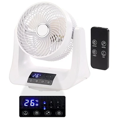 Abbildung von Sichler Haushaltsgeräte Ventilator Fernbedienung: Digitaler 3D Robo Raumventilator &amp; Luftzirkulator, 45 Watt, Ø 21 cm (Raumlüfter, 3D, Schreibtisch)