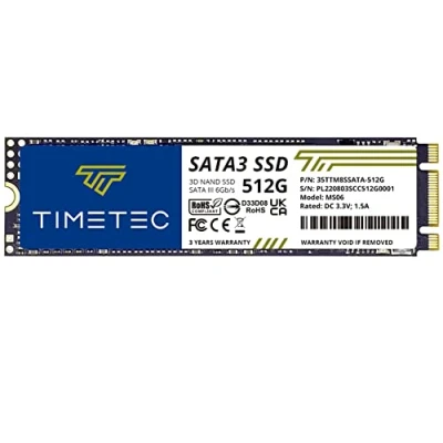 Abbildung von Timetec SSD 3D NAND TLC SATA III 6Gb/s M.2 2280 NGFF 64TBW Read Speed Up to 500MB/s SLC Cache Performance Boost Internal Solid State Drive (512GB)