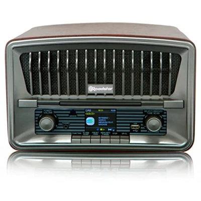 Abbildung von Roadstar HRA 270CD+BT Tragbares CD Radio Vintage Digital Dab/Dab+/FM, MP3 Player, Bluetooth, USB, Stereo, AUX IN, LCD Display, Fernbedienung, Kopfhöreranschluss, Alarm, Holz