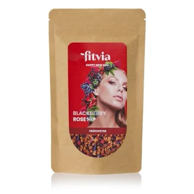 Abbildung von fitvia Früchtetee &quot;Blackberry Rose Hip&quot;: loser Tee, Hagebutte Brombeer echte Fruchtstücke, ohne Zuckerzusatz, 100g