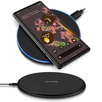 Abbildung von Induktive Ladestation kompatibel mit Gigaset GS5 GS4 GS3 Induktives Ladegerät 15W Ladepad Schnellladegerät, Farben:Schwarz