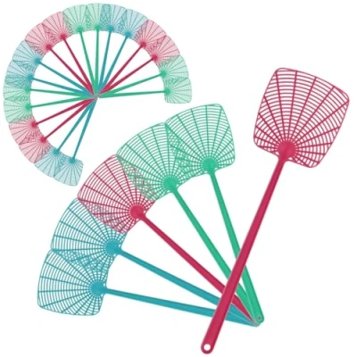 Abbildung von com four® 24x Fliegenklatsche aus Kunststoff Insektenschutz Schädlingsbekämpfung in bunten Farben Leichter und Flexibler Mückenschutz (24 Stück 44.5 cm)
