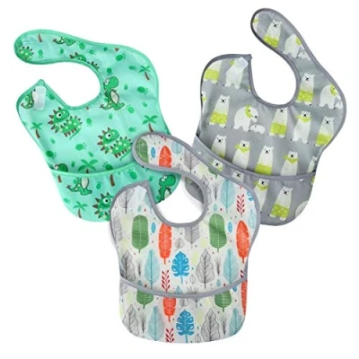 Abbildung von PandaEar 3er Superleichtes Baby Lätzchen Fütterungs Wasserdicht, EVA Kleinkind Fütterlätzchen mit Auffangschale Waschbar, Unisex Babylätzchen Flecköl und Geruchsresistent 5 36 Monate