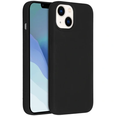 Abbildung von Apple iPhone 14 Hülle MagSafe Silikon Accezz Soft Case/Backcover Handyhülle Schwarz