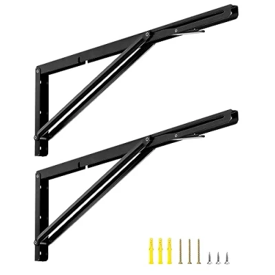 Abbildung von QWORK® 2 Stück 600mm Metall Schwerlast Klappkonsole, Platzsparend Klappwinkel für DIY Werkbank, Tragkraft 150kg
