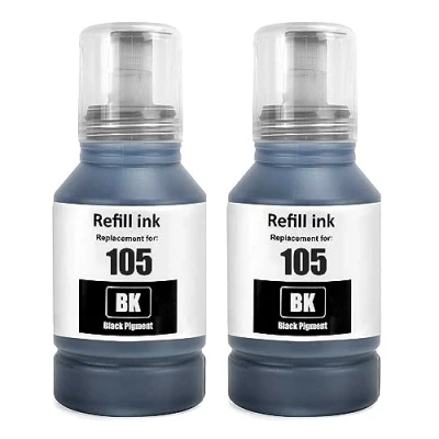 Abbildung von SHUOLEI 105 Tinte Kompatibel mit Epson Tintenpatronen Nachfülltinte Multipack für EP L 7160 7180 ET 7700 7750 (2 Pack, 2 schwarz)