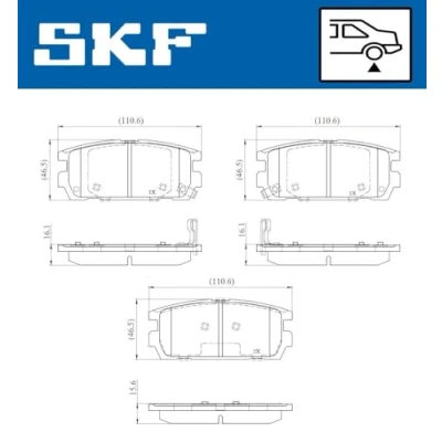 Abbildung von SKF VKBP 90921 A Bremsbelagsatz mit akustischer Verschleißwarnung HYUNDAI: Terracan