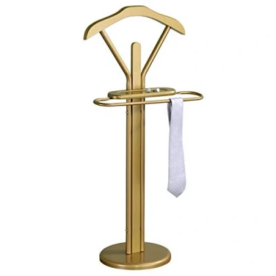 Abbildung von IDIMEX Herrendiener FABIO, Stummer Damen Diener Kleiderbutler Kleiderbügel goldfarbe
