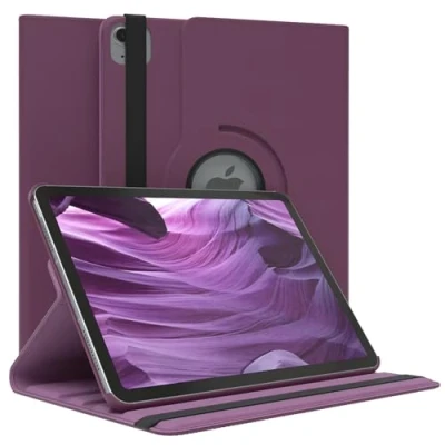 Abbildung von EAZY Case Tablet Hülle für iPad Air 6 (2024) Schutzhülle 10,9 Zoll Smart Cover Rotationcase zum Aufstellen Klapphülle 360 drehbar mit Standfunktion Tasche Kunstleder in Lila
