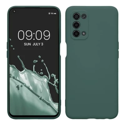 Abbildung von kwmobile Slim Case kompatibel mit Oppo A74 (5G) / A54 Hülle Handyhülle aus Silikon in Tannengrün