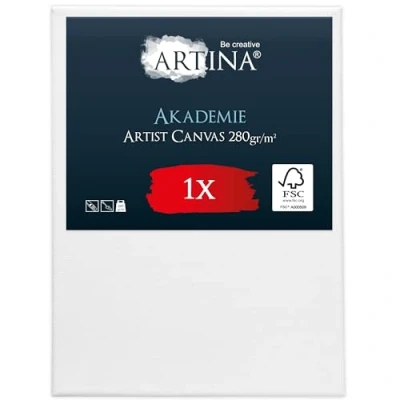 Abbildung von Keilrahmen Leinwand zum Bemalen 30x40 cm Artina FSC® Leinwände für Acrylfarben Canvas 100% Baumwolle bespannte Set malen Acryl Rahmen Weiß
