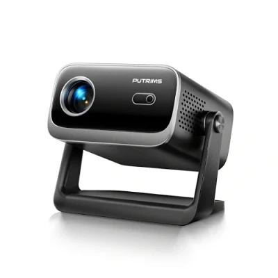Abbildung von Beamer【Elektrischer Fokus/Auto Trapezkorrektur】 WiFi Bluetooth Tragbarer Mini Projektor Full HD 1080P unterstützt, staubdichter LED Beamer 145 Drehbarer 50% Zoom für Heimkino/Outdoor Handy