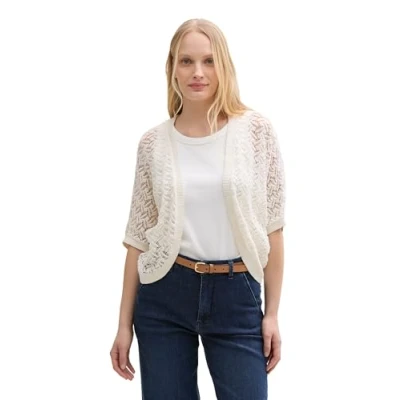 Abbildung von TOM TAILOR Damen 1046614 Cardigan Strickjacke, 10315 Whisper White, XXS