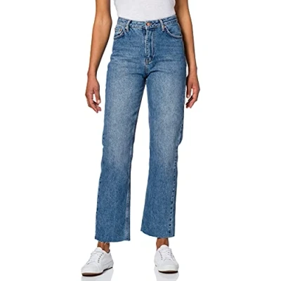Abbildung von NA KD HIGH Waist RAW Jeans Straight Leg, Damen, Größe: 42, Mid blue