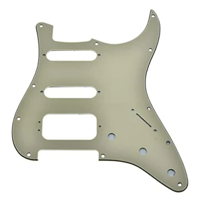 Abbildung von KAISH Northwest Guitars Pickguard für Stratocaster, 11 Löcher, 3 Schrauben, runde Ecken, Humbucking Tonabnehmer, passend American Fender Strat, cremefarben, lagig