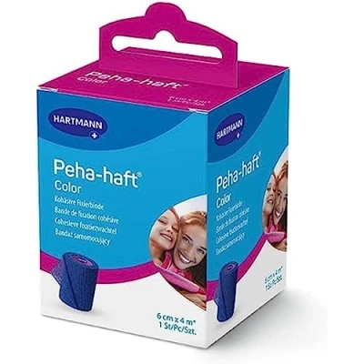 Abbildung von PEHA HAFT Color Fixierbinde latexfrei 6cm x4m blau 1 St