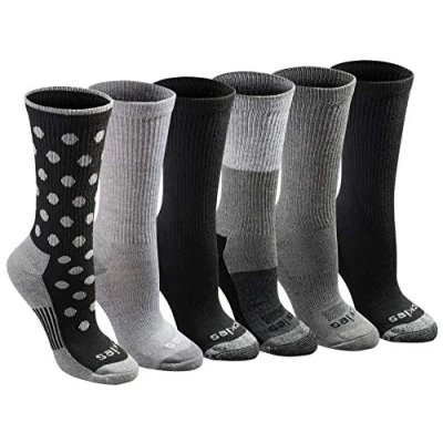 Abbildung von Dickies Damen Dri tech Fashion Moisture Control Crew, Available in S XL (5, 6, 12 Pairs) Socken, Black Dot Sortiert (6 Paar), Medium (6er Pack)