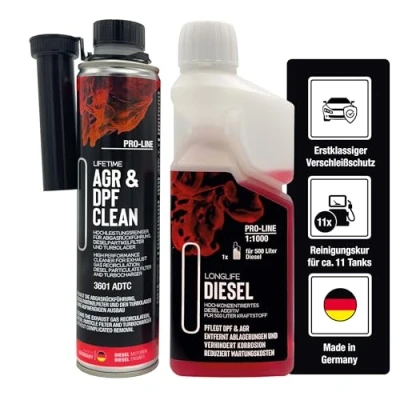 Abbildung von LIFETIME Diesel Additiv AGR &amp; DPF Reinigungs Kur Pro Line Reiniger, Reiniger Umfassende Reinigung und Pflege von AGR, DPF, Turbo für alle Dieselmotoren 10.000km