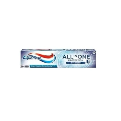 Abbildung von Aquafresh All In One Protection Pure breath Toothpaste for teeth, gums and Boosts enamel strength Fights against Plaque, bacteria bad 100 ml x 4 (Pack of 4)