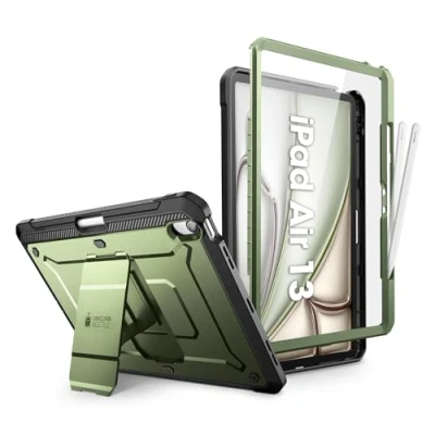 Abbildung von SUPCASE Schutzhülle für iPad Air 13 Zoll M2 2024 mit Stifthalter (Unicorn Beetle Pro), integrierter Displayschutz und Ständer, militärischer Schutz, robuste M2, Arctic
