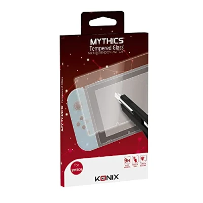 Abbildung von Konix Mythics Displayschutz aus gehärtetem Glas für Nintendo Switch und Lite Härtegrad 9H 100% transparent
