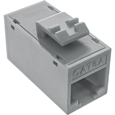 Abbildung von 8er Pack InLine® Keystone RJ45 Buchse/Buchse, ungeschirmt, Cat.6A, grau