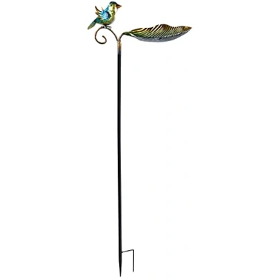 Abbildung von Royal Gardineer Gartenstecker: Dekorative Vogeltränke aus Gusseisen, 3 teiliger Erdspieß, bis 112 cm (Vogelbad, Vogel Trinkschale, Vogelfutter)