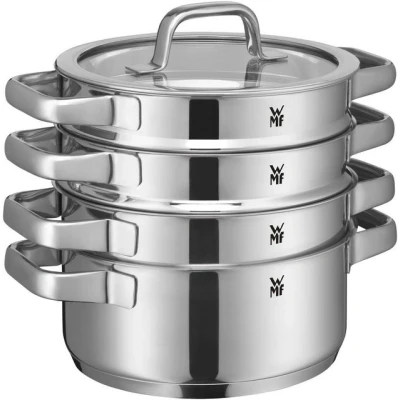 Abbildung von WMF Compact Cuisine Topfset Induktion 4 teilig, Kochtopf Set mit Glasdeckel, Cromargan Edelstahl poliert, Töpfe unbeschichtet, Innenskalierung