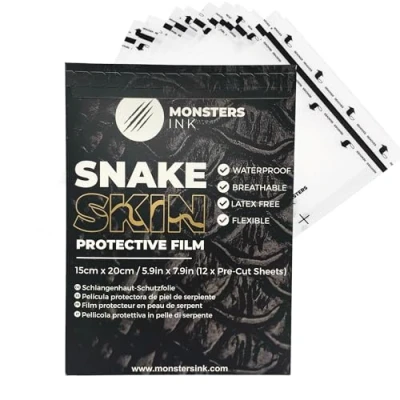 Abbildung von 12 x Snake Skin Tattoo Folie Heilung, Pflaster, Wasserdicht Second Folie, Monsters Ink (15cm 20cm (X 12))