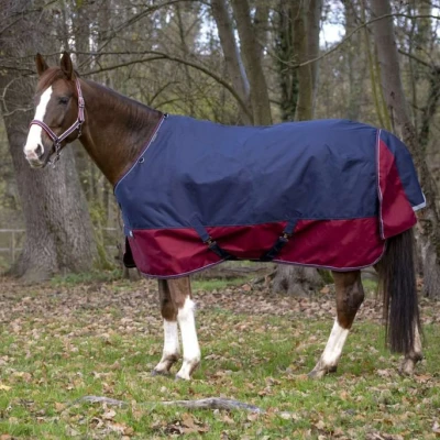 Abbildung von EQUITHÈME Decke Tyrex 1200D 150g Navy/Bordeaux 150/198