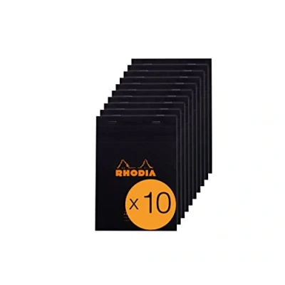 Abbildung von Rhodia 164009C Packung mit 10 Notizblöcken Meeting Pad, No. 16, DIN A5 80 Blätter 80g, Schwarz, 1 Pack