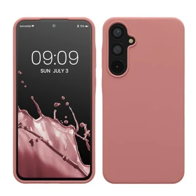 Abbildung von kwmobile Hülle kompatibel mit Samsung Galaxy A55 5G Silikon Handy Case Handyhülle weiche Oberfläche kabelloses Laden Winter Rose