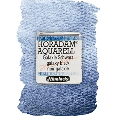 Abbildung von Schmincke HORADAM® AQUARELL, Super Granulation, 14 975 044 Galaxie Schwarz, 1/2 Näpfchen, sehr stark granulierende Farbtöne, feinste, supergranulierende Aquarellfarben