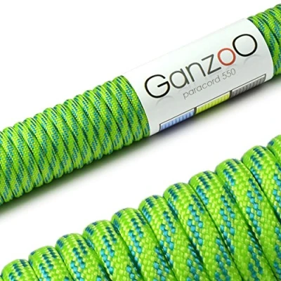 Abbildung von Ganzoo Paracord 550 Seil, Nylon Polyester, 4mm, Typ 3, 30 Meter, 7 Kernstränge, Outdoor Schnur, Allzweck Hundehalsband, Hundeleine, Armband knüpfen, Camping, Survival grün blau