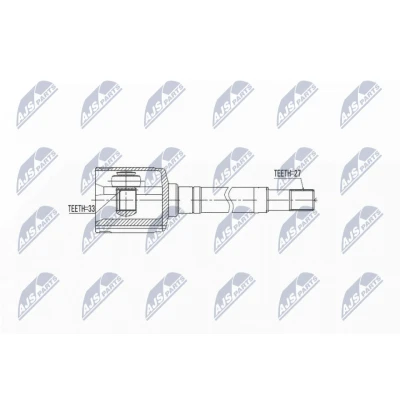 Abbildung von NTY NPW NS 033 Gelenksatz Vorderachse rechts, getriebeseitig NISSAN: Qashqai / Qashqai+2 I, X Trail