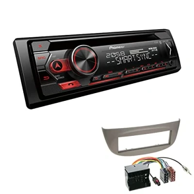 Abbildung von Pioneer DEH S320BT 1 DIN Autoradio Bluetooth CD Tuner USB Spotify inkl. Einbauset passend für Renault Twingo II 2009 2014 hellgrau