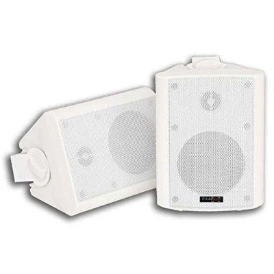 Abbildung von E Lektron EWL4P Stereo passiv Lautsprecher Paar inkl. Wandhalter für innen und außen 4&quot; 100W Weiß